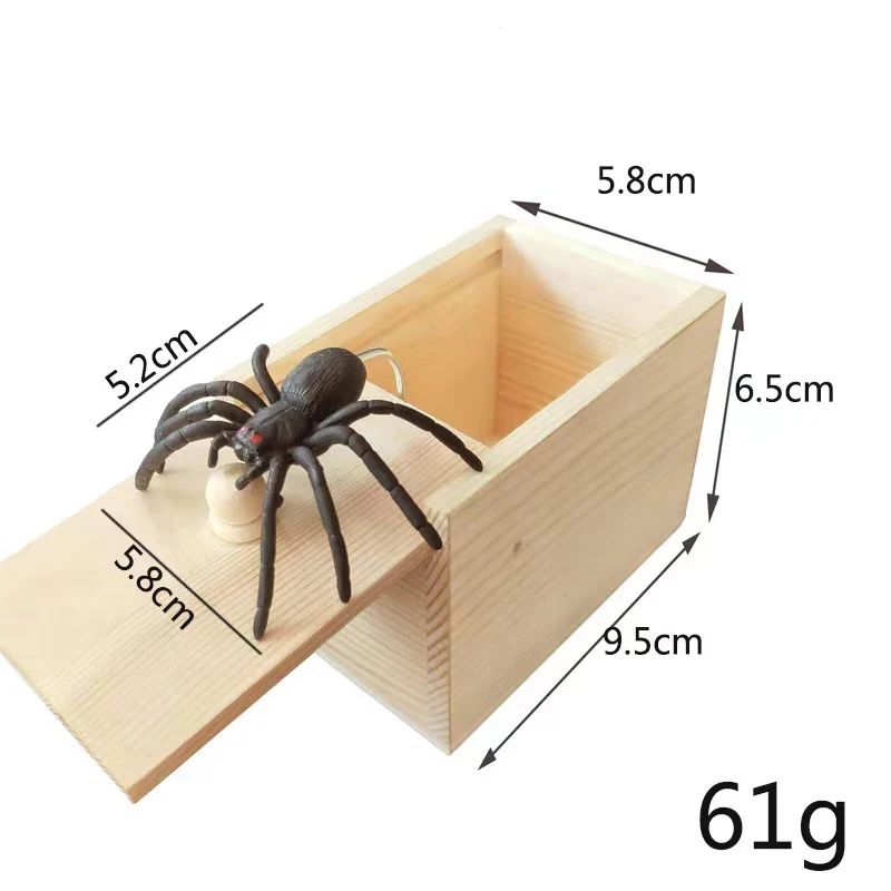 Trick Spider Funny Scare Box Wooden Hidden Box Quality Prank Wooden Scare Box Fun Game Prank Trick Friend Office Toys