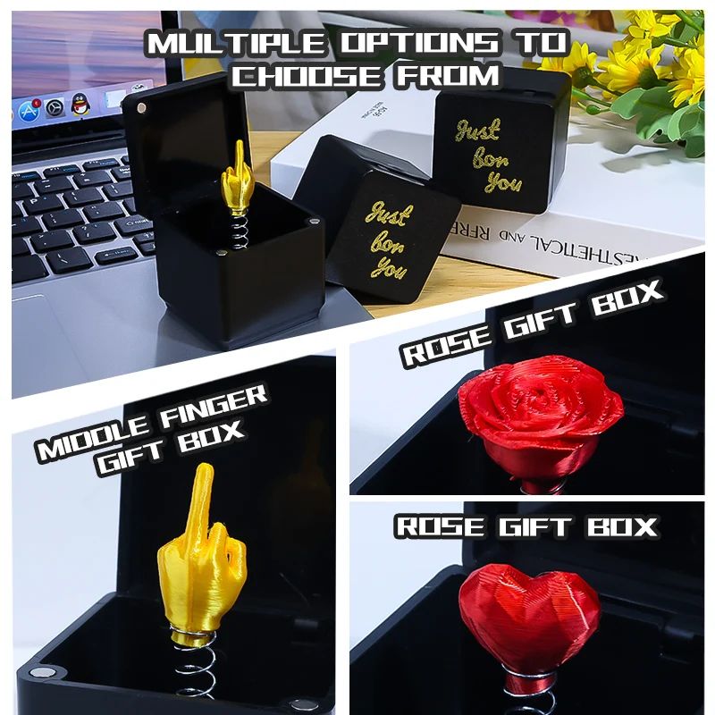 Middle Finger In A Box Funny Surprise Gift Box Pop up Christmas Novelty Fun Joke Prank Gag Quirky Gifts Toys for Adult Men Kids