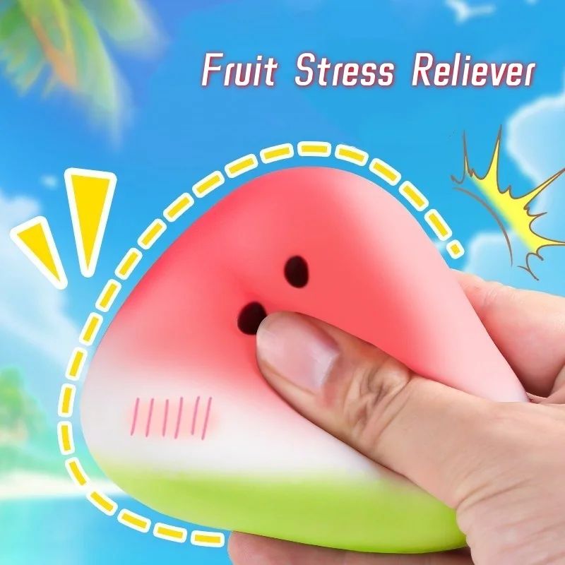 3 pieces Watermelon Squishy Fidget Toy Slow Rising Fruit Stress Reliever Anti-Anxiety Sensory Squeeze Toy for Kids & Adults (Fun Gift)