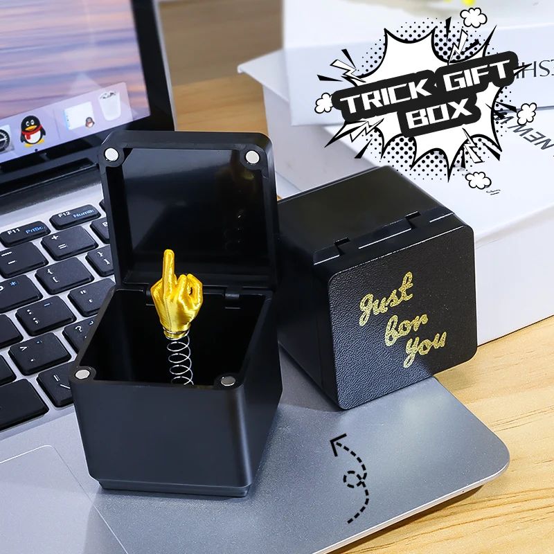 Middle Finger In A Box Funny Surprise Gift Box Pop up Christmas Novelty Fun Joke Prank Gag Quirky Gifts Toys for Adult Men Kids