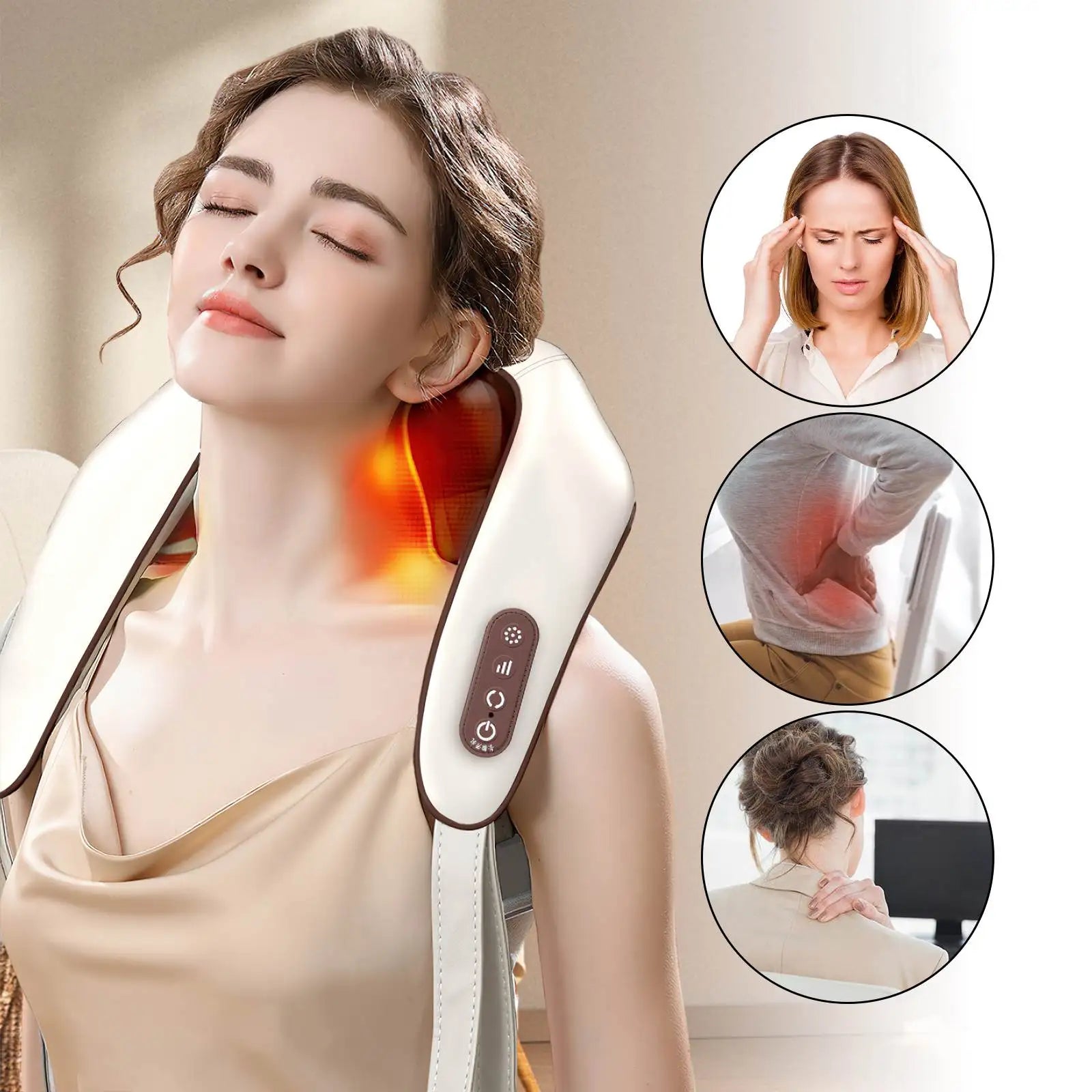 Electric Cervical Massage Shawl, Shiatsu Body Massager, Adjustable With Heat Long Lasting Relaxation Back and Neck Relaxation