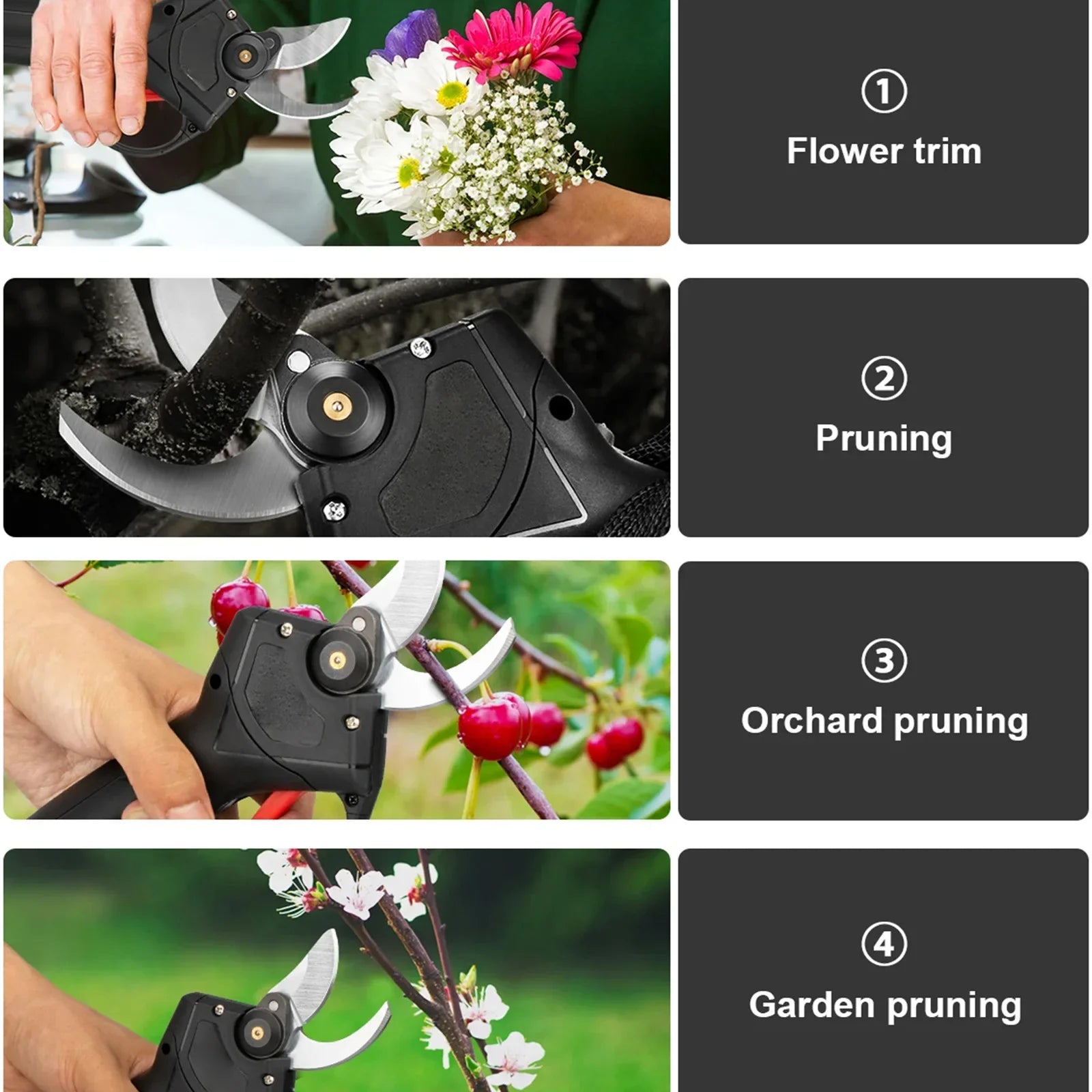 1200W Brushless Cordless Electric Pruner – 25mm Tree Branch Cutter with 2×21V Batteries | Garden & Bonsai Power Tool