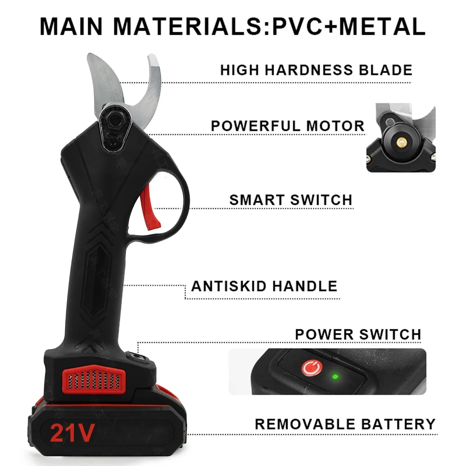 1200W Brushless Cordless Electric Pruner – 25mm Tree Branch Cutter with 2×21V Batteries | Garden & Bonsai Power Tool