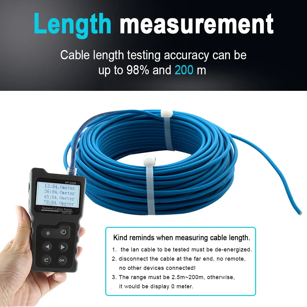 NOYAFA NF-8209 Network Cable Tracker & Tester – LAN Wiremap, Length Measurement, PoE & LCD Display Tool