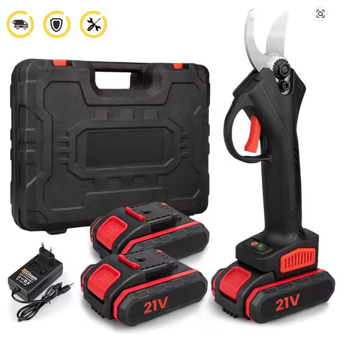 1200W Brushless Cordless Electric Pruner – 25mm Tree Branch Cutter with 2×21V Batteries | Garden & Bonsai Power Tool