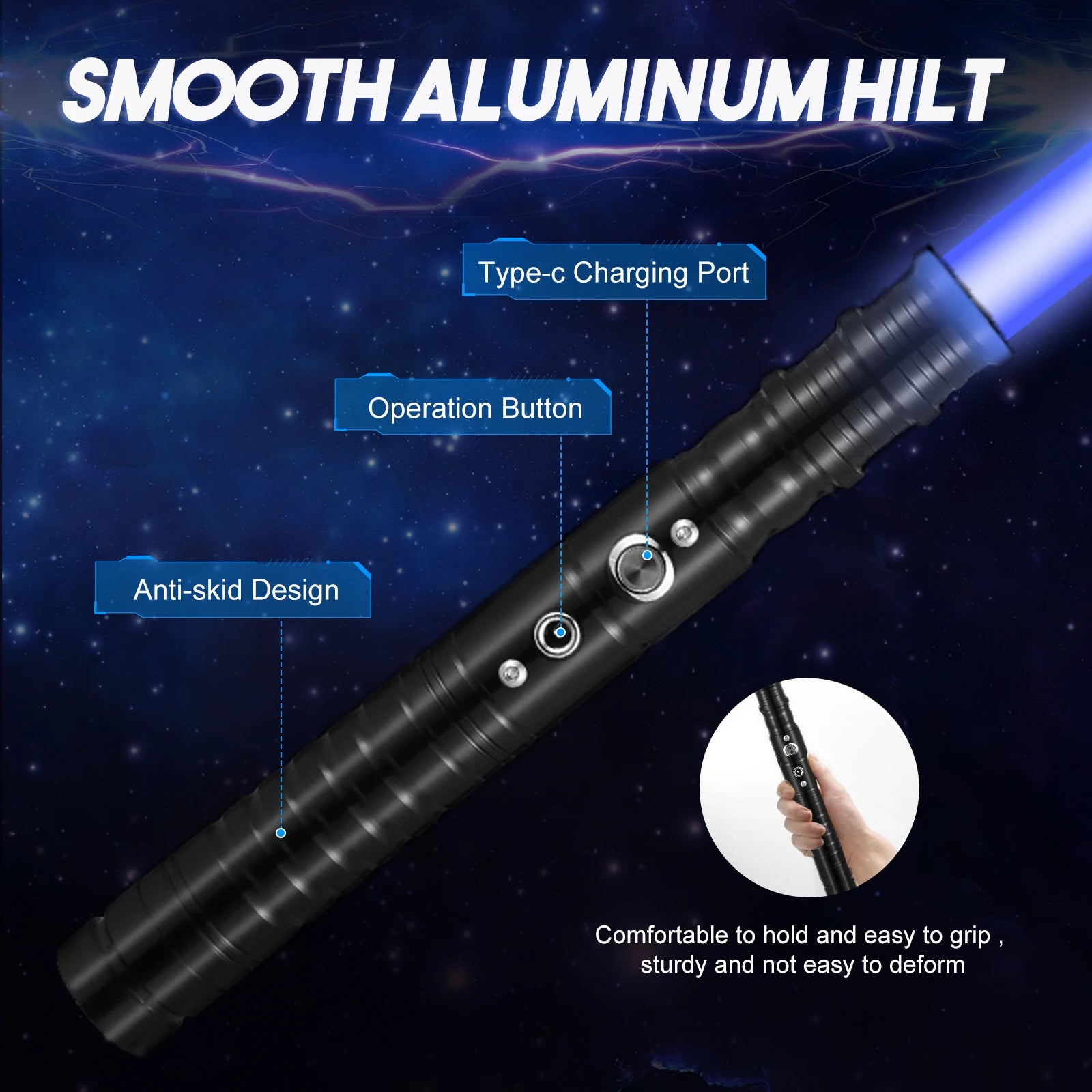 RGB 7-Color Duel Lightsaber for Kids – Black Metal Handle, Splicable LED Lightsaber, Halloween & Cosplay Gift