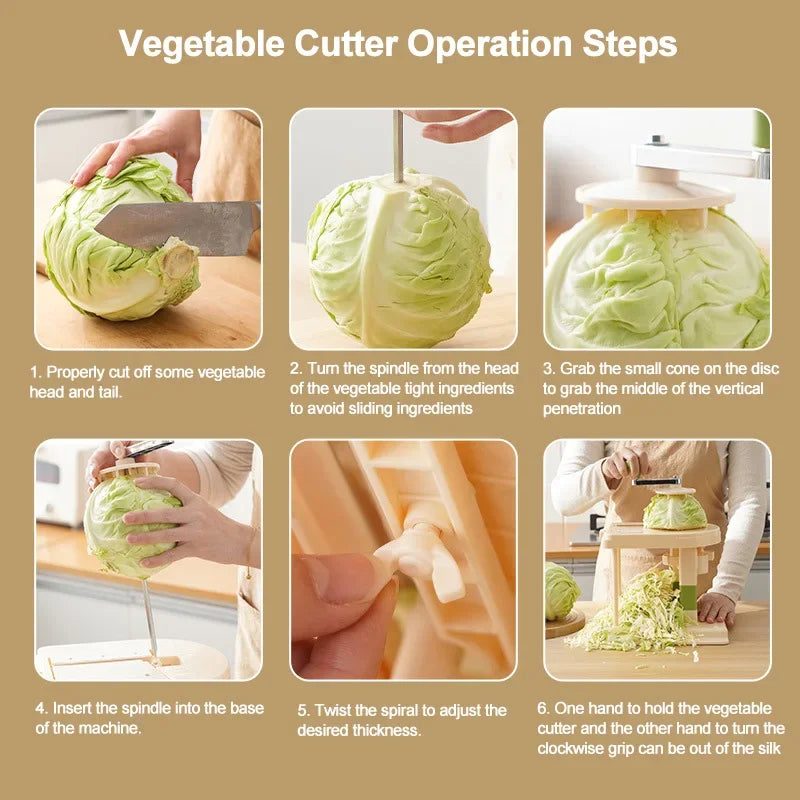 Multifunctional Cabbage Peeler & Vegetable Chopper – Hand Crank Stainless Steel Grater & Salad Cutter