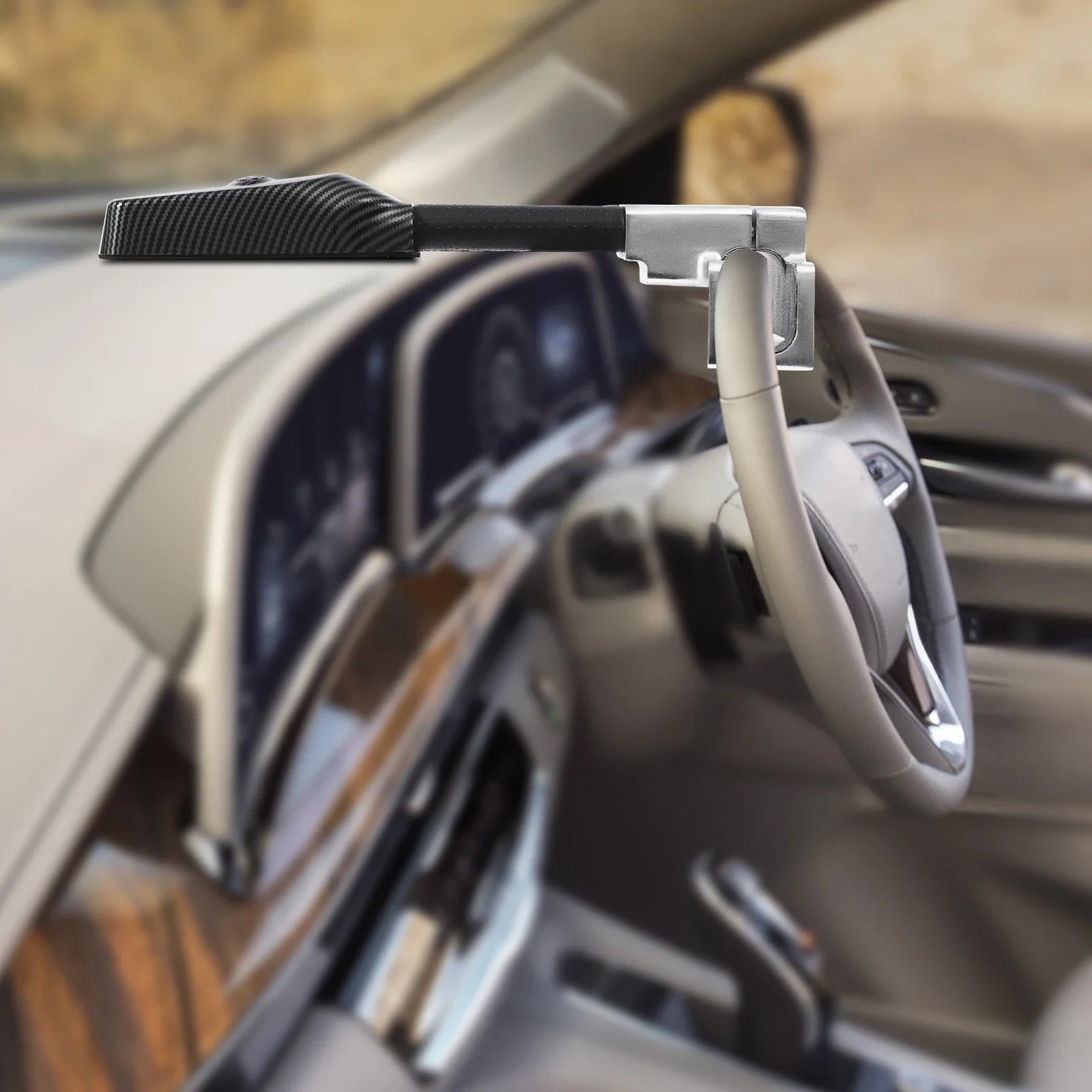 Heavy Duty Steering Wheel Lock with Alarm – Anti-Theft Car Security Device with Escape Tool