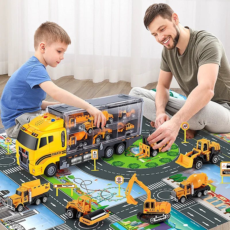 5-in-1 Construction Vehicles Transport Truck   Carrier Toy Set for Kids, Boys & Girls Gift Idea  | Best toys for Kids