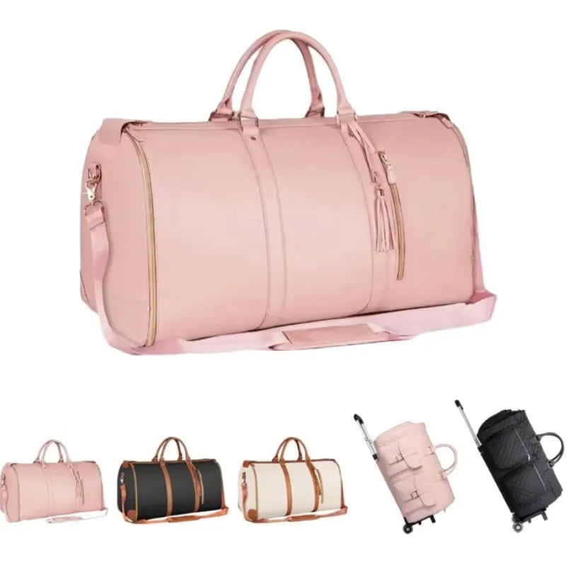 Carry On Duffel Bag for Travel Garment Suitcase for Dress Suit Convertible Rolling Weekender Flight Bag Garment Bags with Wheels